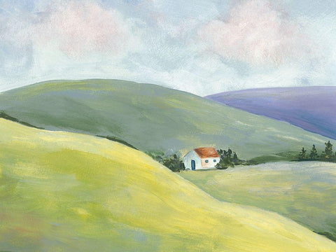 Hillside Vista I White Modern Wood Framed Art Print with Double Matting by Moore, Regina
