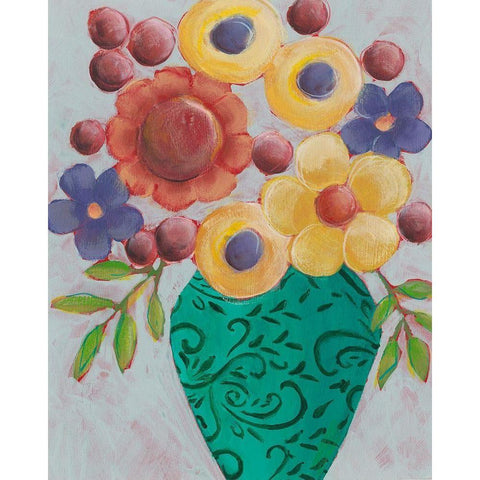 Sunny Floral I Gold Ornate Wood Framed Art Print with Double Matting by Moore, Regina