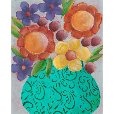 Sunny Floral II Black Modern Wood Framed Art Print with Double Matting by Moore, Regina