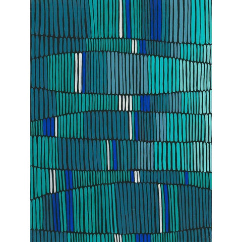 Teal Tribal II White Modern Wood Framed Art Print by Moore, Regina
