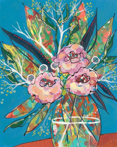 Tumultuous Bouquet I White Modern Wood Framed Art Print with Double Matting by Moore, Regina