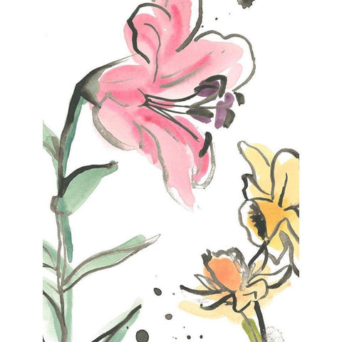 Ink Wash Garden V Black Modern Wood Framed Art Print with Double Matting by Vess, June Erica