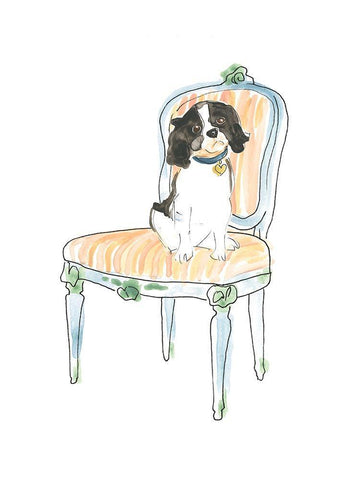 Petite Chien I Black Ornate Wood Framed Art Print with Double Matting by Vess, June Erica