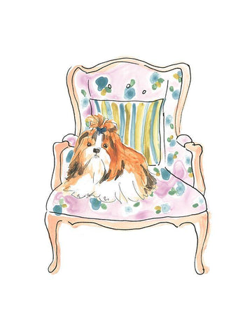 Petite Chien II Black Ornate Wood Framed Art Print with Double Matting by Vess, June Erica