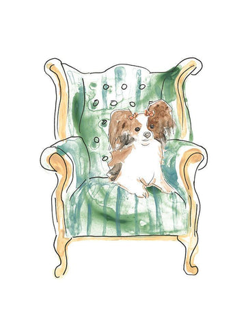 Petite Chien III White Modern Wood Framed Art Print with Double Matting by Vess, June Erica