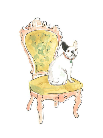 Petite Chien IV Black Ornate Wood Framed Art Print with Double Matting by Vess, June Erica