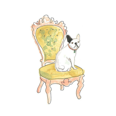 Petite Chien IV White Modern Wood Framed Art Print by Vess, June Erica