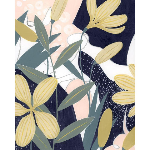 Flores Noche I Gold Ornate Wood Framed Art Print with Double Matting by Popp, Grace