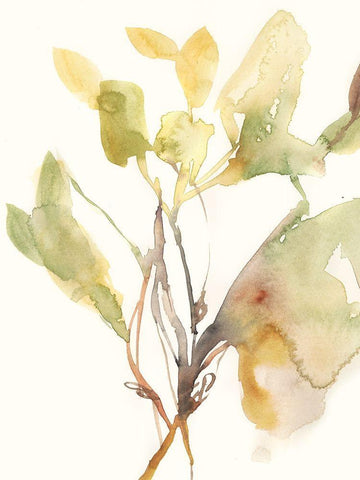 Ebbing Leaves I Black Ornate Wood Framed Art Print with Double Matting by Goldberger, Jennifer