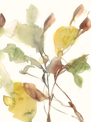 Ebbing Leaves II Black Ornate Wood Framed Art Print with Double Matting by Goldberger, Jennifer