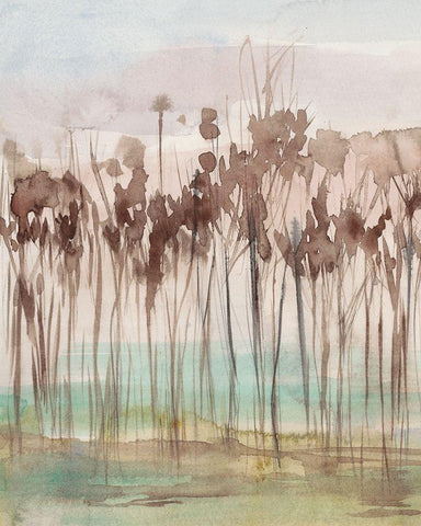 Sienna Treeline I White Modern Wood Framed Art Print with Double Matting by Goldberger, Jennifer