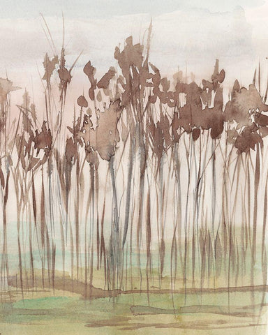 Sienna Treeline II White Modern Wood Framed Art Print with Double Matting by Goldberger, Jennifer