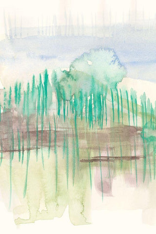 Verde Horizon I White Modern Wood Framed Art Print with Double Matting by Goldberger, Jennifer