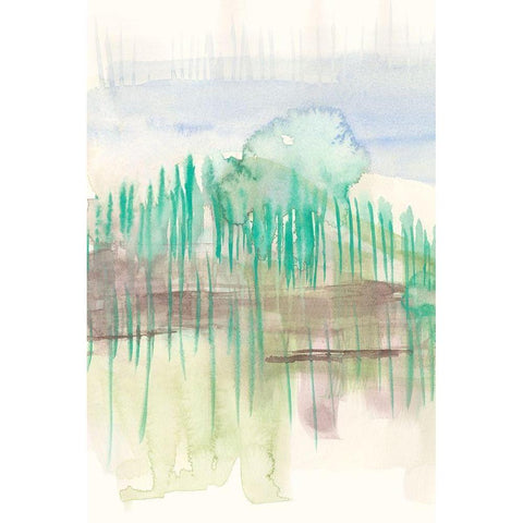 Verde Horizon I Black Modern Wood Framed Art Print with Double Matting by Goldberger, Jennifer