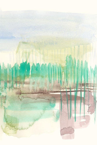 Verde Horizon II White Modern Wood Framed Art Print with Double Matting by Goldberger, Jennifer