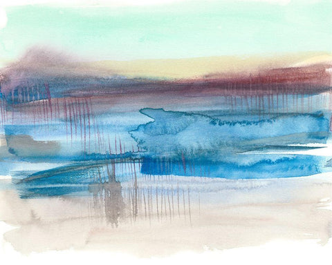 Burgundy Horizon I White Modern Wood Framed Art Print with Double Matting by Goldberger, Jennifer