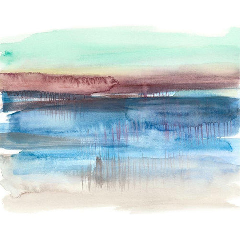 Burgundy Horizon II White Modern Wood Framed Art Print by Goldberger, Jennifer