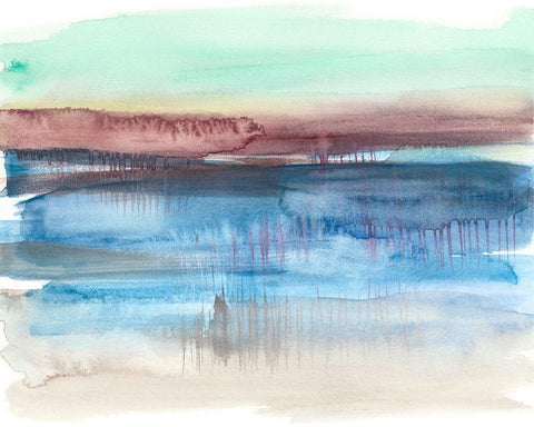 Burgundy Horizon II White Modern Wood Framed Art Print with Double Matting by Goldberger, Jennifer