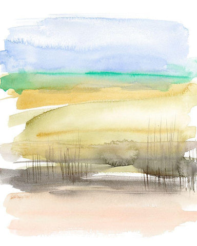 Grassy Marsh I White Modern Wood Framed Art Print with Double Matting by Goldberger, Jennifer