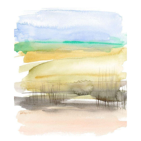 Grassy Marsh I Black Modern Wood Framed Art Print with Double Matting by Goldberger, Jennifer