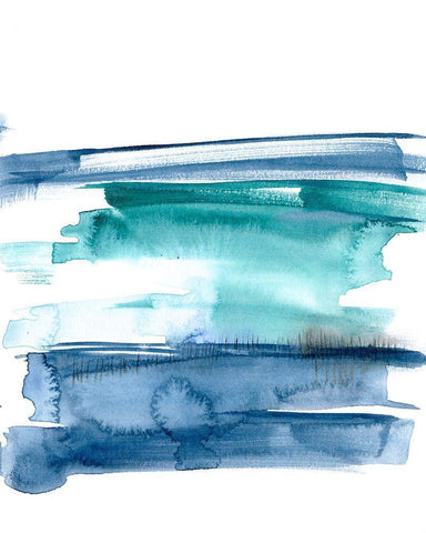 Teal Inside I White Modern Wood Framed Art Print with Double Matting by Goldberger, Jennifer