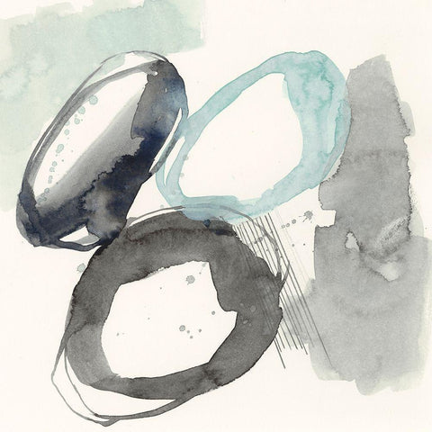 Cool Rounds I Black Modern Wood Framed Art Print with Double Matting by Goldberger, Jennifer