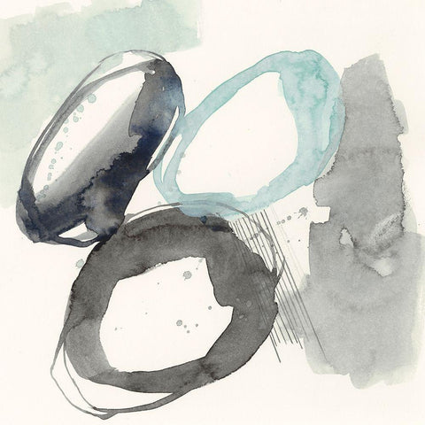 Cool Rounds I White Modern Wood Framed Art Print with Double Matting by Goldberger, Jennifer