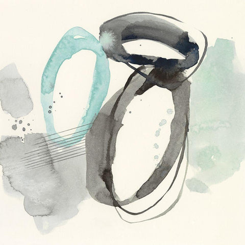 Cool Rounds II Black Modern Wood Framed Art Print with Double Matting by Goldberger, Jennifer