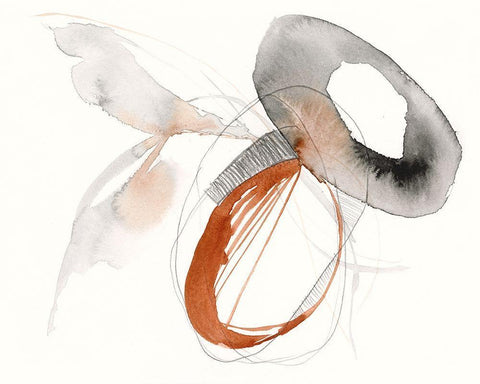 Sienna Rounds I White Modern Wood Framed Art Print with Double Matting by Goldberger, Jennifer