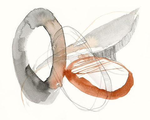 Sienna Rounds II White Modern Wood Framed Art Print with Double Matting by Goldberger, Jennifer