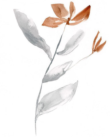 Simple Stem I White Modern Wood Framed Art Print with Double Matting by Goldberger, Jennifer