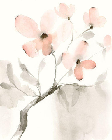 Dogwood Dream I Black Ornate Wood Framed Art Print with Double Matting by Goldberger, Jennifer