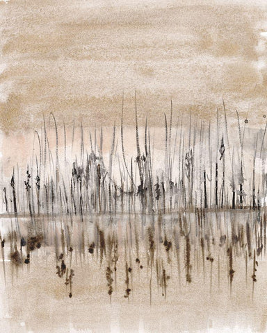 Marshline Reflection I White Modern Wood Framed Art Print with Double Matting by Goldberger, Jennifer