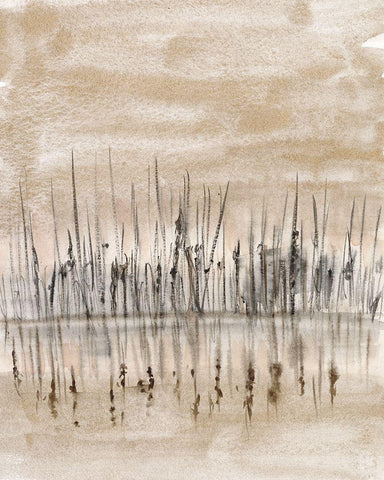 Marshline Reflection II White Modern Wood Framed Art Print with Double Matting by Goldberger, Jennifer