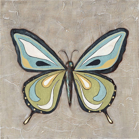 Graphic Spring Butterfly I White Modern Wood Framed Art Print with Double Matting by Reynolds, Jade