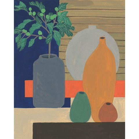 Vases on a Shelf III Black Modern Wood Framed Art Print by Wang, Melissa