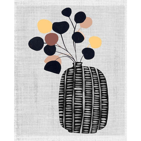 Decorated Vase with Plant III White Modern Wood Framed Art Print by Wang, Melissa