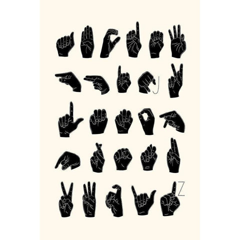 Sign Language I White Modern Wood Framed Art Print by Scarvey, Emma