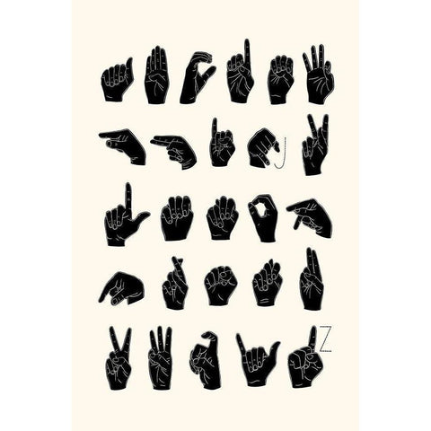 Sign Language I Black Modern Wood Framed Art Print by Scarvey, Emma