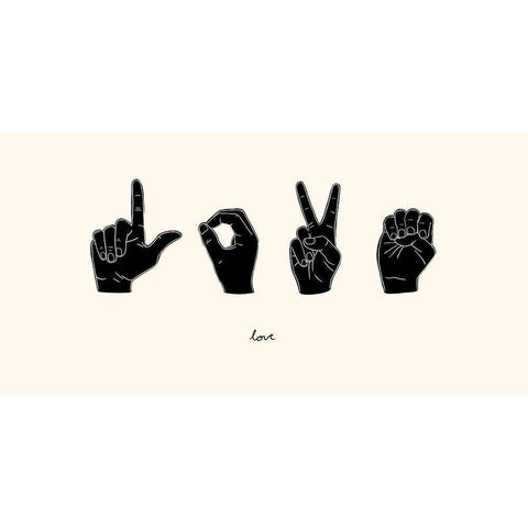 Sign Language IV Black Modern Wood Framed Art Print by Scarvey, Emma
