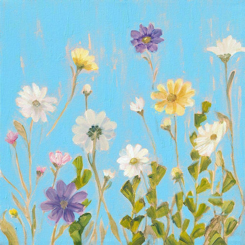 Wild Flowers on Cerulean III Gold Ornate Wood Framed Art Print with Double Matting by Iafrate, Sandra