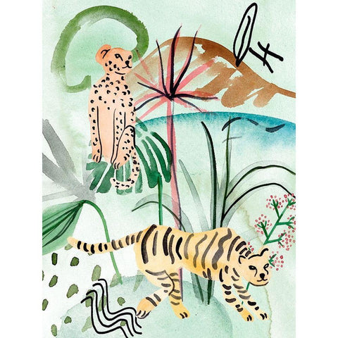 Jungle of Life II Black Modern Wood Framed Art Print by Wang, Melissa