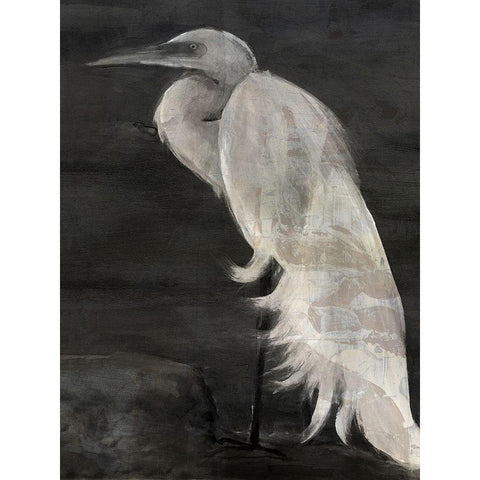 Custom Textured Egret I Black Modern Wood Framed Art Print with Double Matting by Stellar Design Studio