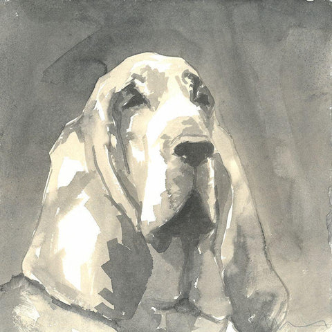 Sepia Modern Dog II White Modern Wood Framed Art Print by A Very Modern Dog