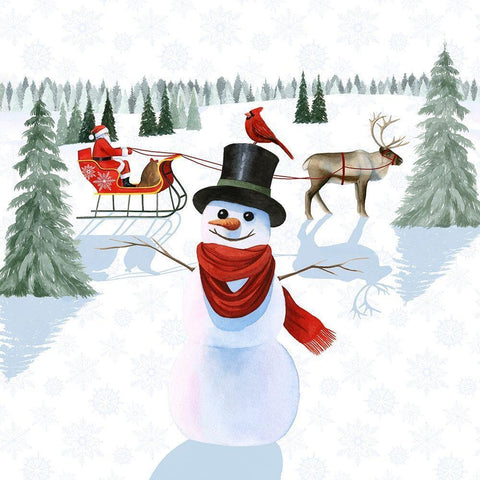 Santas Snowmen II Gold Ornate Wood Framed Art Print with Double Matting by Popp, Grace