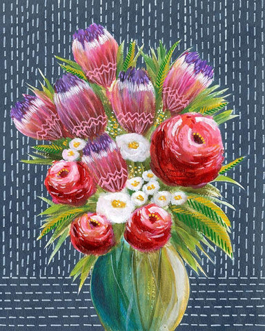 Bashful Bouquet I White Modern Wood Framed Art Print with Double Matting by Moore, Regina