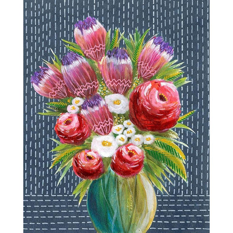Bashful Bouquet I Black Modern Wood Framed Art Print with Double Matting by Moore, Regina