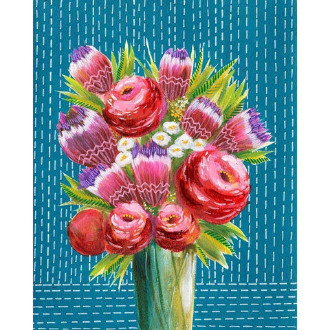 Bashful Bouquet II Gold Ornate Wood Framed Art Print with Double Matting by Moore, Regina