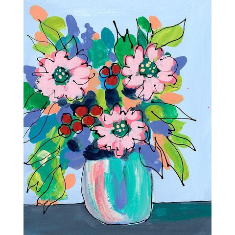 Rowdy Floral I Gold Ornate Wood Framed Art Print with Double Matting by Moore, Regina