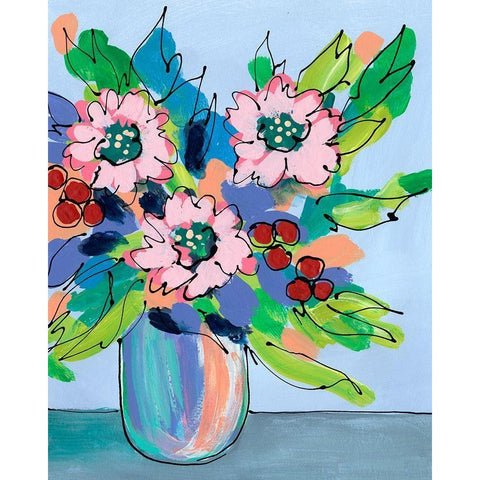 Rowdy Floral II Black Modern Wood Framed Art Print by Moore, Regina